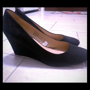 Suede black wedges